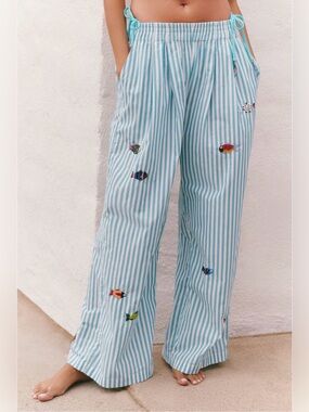 Anthropologie Celandine
Beaded Cotton Fish Pants, NWT
